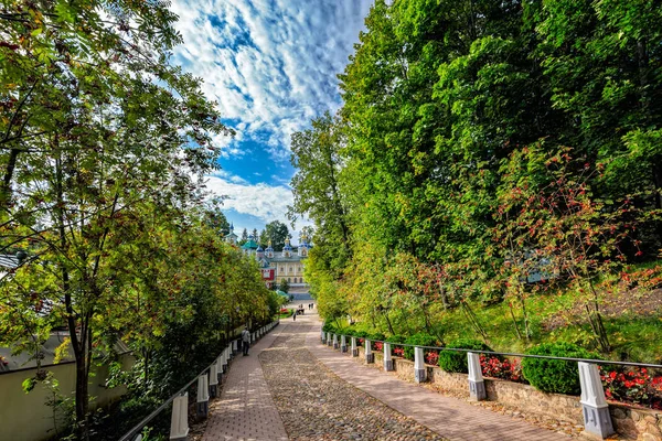 Pechory Russia Sep 2017 Slope Nicolas Church Road Which Called — Stock Photo, Image