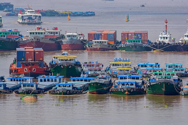 Chi Minh City Saigon Vietnam Fevereiro 2017 Navios Carga Fluvial — Fotografia de Stock