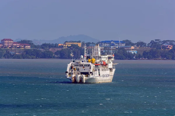 Penang Malaysia Dec 2017 Cable Laying Ship Asean Restorer Anchored — Stock Photo, Image