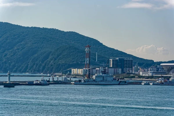 Busan South Korea Okt 2017 Korea Kustbevakningens Båt Med Skrov — Stockfoto