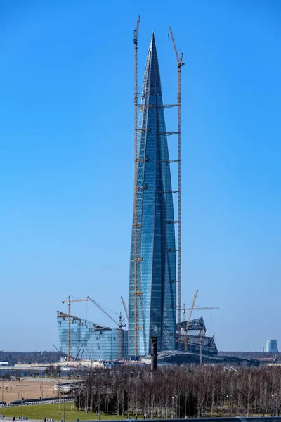 Saint Petersburg Rússia Abr 2018 Vista Construção Arranha Céu Centro — Fotografia de Stock