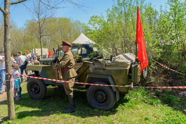 Petersburg Russie Mai 2018 Homme Mûr Portant Uniforme Seconde Guerre — Photo
