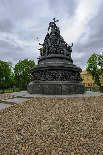 Veliky Novgorod Rusia Mayo 2018 Monumento Milenio Rusia Contra Cielo —  Fotos de Stock