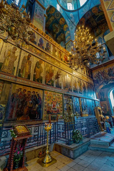 Veliky Novgorod Rusia Mayo 2018 Adornado Interior Decorado Catedral Ortodoxa —  Fotos de Stock