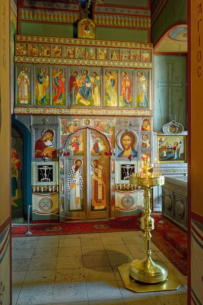 Veliky Novgorod Russia May 2018 Ornate Decorated Interior Russian Orthodox — Stock Photo, Image