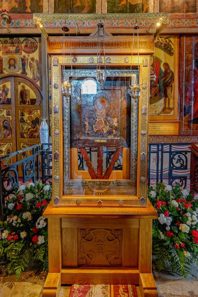 Veliky Novgorod Rússia Maio 2018 Ornado Decorado Interior Catedral Ortodoxa — Fotografia de Stock