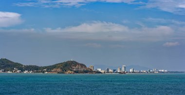 Vung Tau, Vietnam - 13 Ocak 2018: Ünlü şehir ve Vietnam güney kıyısında kış seaview.