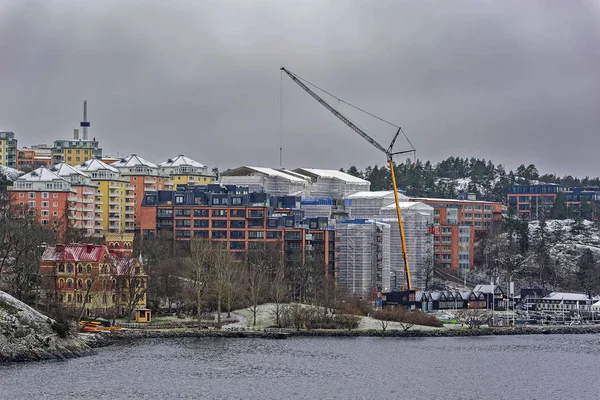 Stockholm gebouwen en architectuur in de winter. — Stockfoto