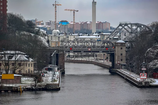 Danviksbron teken brug in Stockholm. — Stockfoto