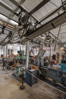 Skansen 'deki mekanik atölyenin içerisi 