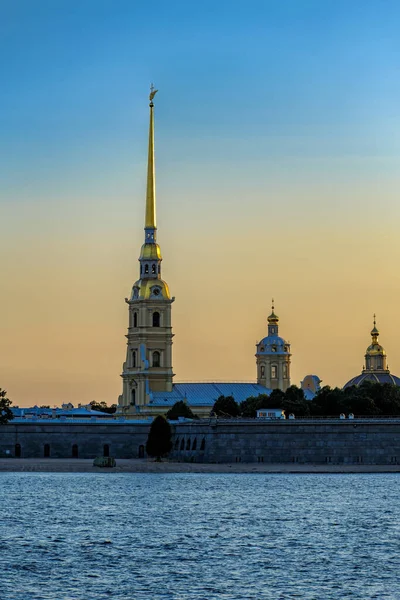 Sunrise View Petropavlovskaya Peter Paul Fortress Orthodox Peter Paul Cathedral — Stock Photo, Image