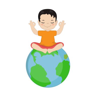 Çocuklar yoga tasarım konsepti ile çocuk yoga konumda.