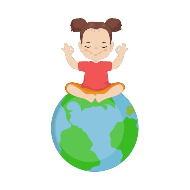 Çocuklar yoga tasarım konsepti. Yoga yaparken kız.