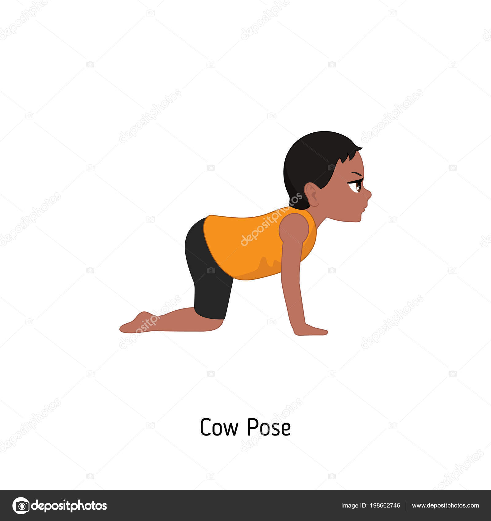 Child Doing Yoga Cow Yoga Pose Cartoon Style Illustration Isolated Stock  Vector Image by ©NinaMunha #198662746