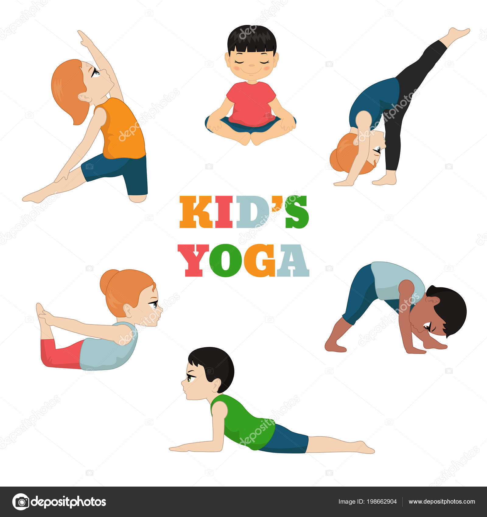 Kids Yoga Set Healthy Lifestyle Cartoon Style Illustration Isolated White  Stock Vector Image by ©NinaMunha #198662904
