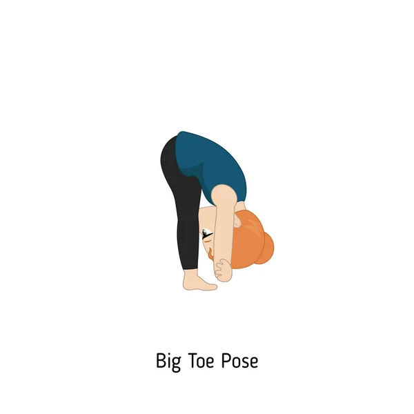 Criança Fazer Ioga Pose Yoga Big Toe Desenhos Animados Ilustração — Vetor de Stock