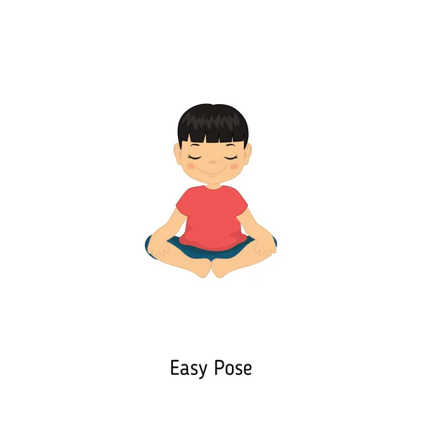 Kind Doen Yoga Easy Yoga Pose Cartoon Stijl Illustratie Geïsoleerd — Stockvector