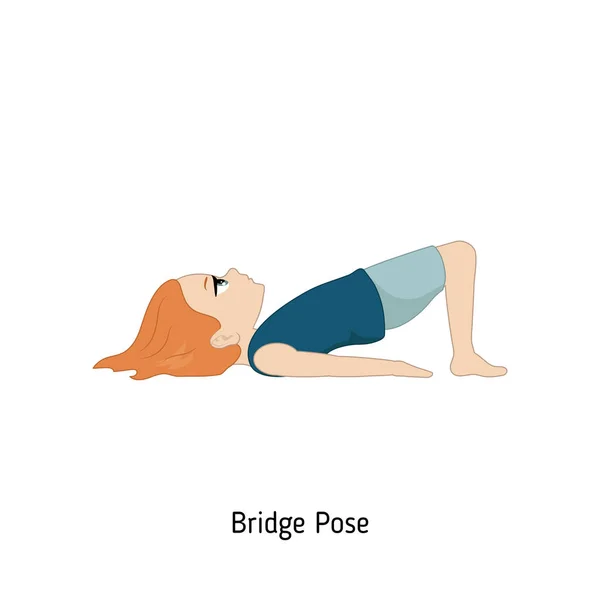 Niño Haciendo Yoga Puente Yoga Pose Ilustración Estilo Dibujos Animados — Archivo Imágenes Vectoriales