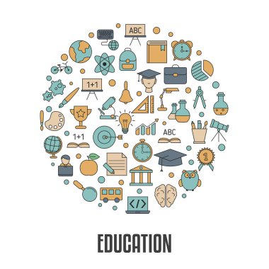 Eğitim tasarım konsepti ile eğitim, okul ve üniversite kutsal kişilerin resmi. Okula dönüş.