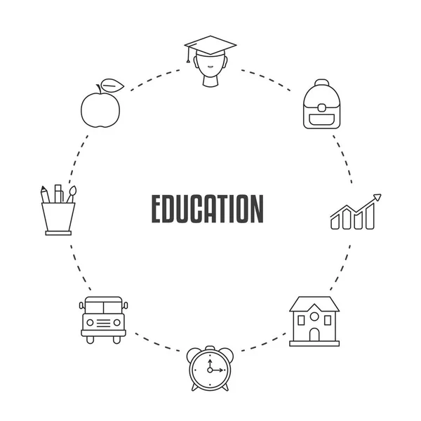 教育设计概念与教育 学校和大学元素 返回学校 — 图库矢量图片