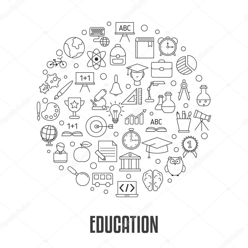 Education design concept with education, school and university icons. Back to School.