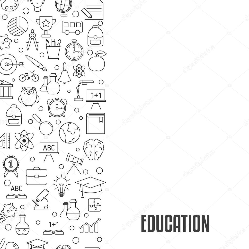 Education design concept. Background with education, school and university icons.