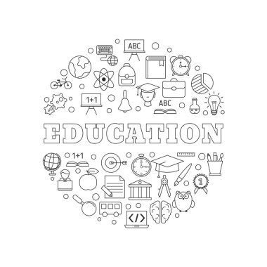 Eğitim tasarım konsepti ile eğitim, okul ve üniversite kutsal kişilerin resmi. Okula dönüş.