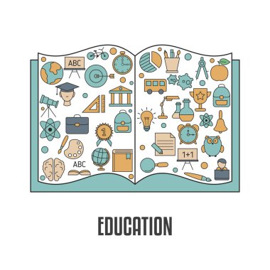 Eğitim tasarım konsepti ile eğitim, okul ve üniversite kutsal kişilerin resmi. Okula dönüş.