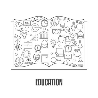 Eğitim tasarım konsepti ile eğitim, okul ve üniversite kutsal kişilerin resmi. Okula dönüş.