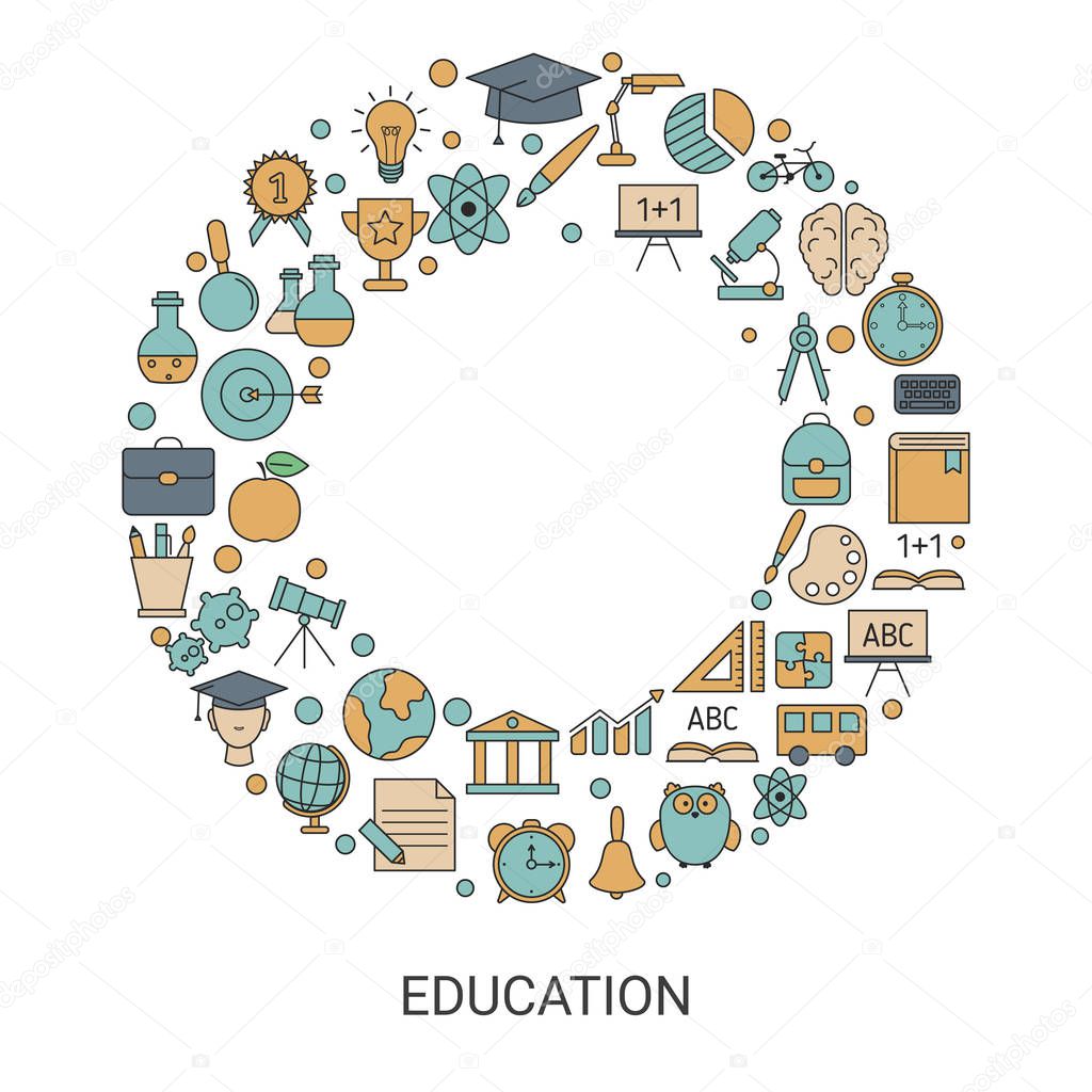 Education design concept with education, school and university icons. Back to School.