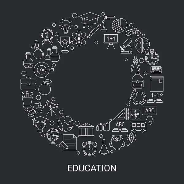 Concepto Diseño Educativo Con Iconos Educativos Escolares Universitarios Vuelta Escuela — Vector de stock