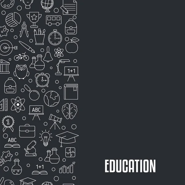 Concepto Diseño Educativo Fondo Negro Con Educación Escuela Universidad Iconos — Vector de stock