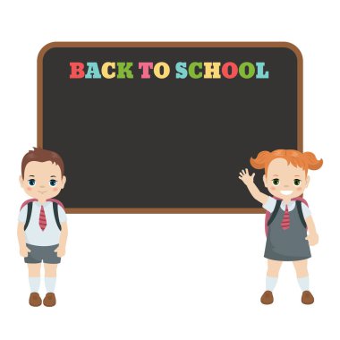 Çocuklar ve yönetim kurulu çizim ile geri Tema okul için