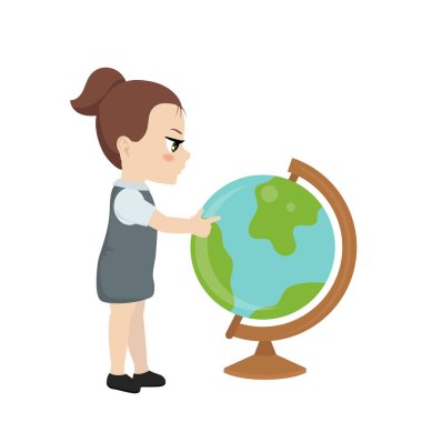 Coğrafya okuyan kızla geri Tema okul için.