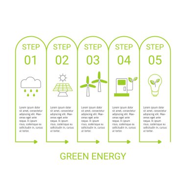 Sunu yeşil enerji Infographic şablonu. İzole vektör çizim.