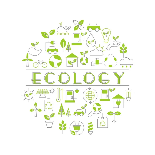 Antecedentes Com Ícones Ecológicos Reciclagem Conceito Design Ecológico — Vetor de Stock