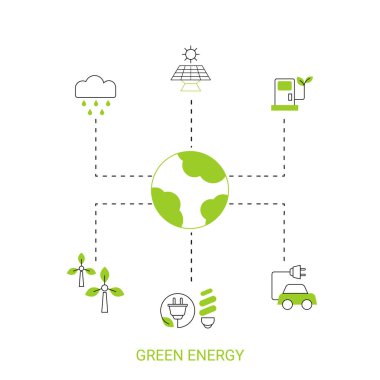 Sunu yeşil enerji Infographic şablonu. İzole vektör çizim.
