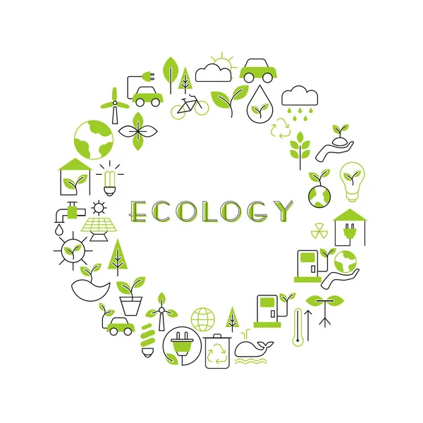 Antecedentes Con Iconos Ecología Concepto Diseño Ecológico Reciclaje — Vector de stock