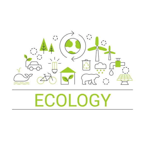 Conceito Ecologia Fundo Branco Com Ícones Ecologia — Vetor de Stock