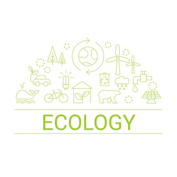 Ökologiekonzept Weißer Hintergrund Mit Ökologischen Symbolen — Stockvektor