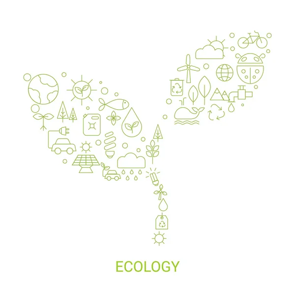 Background Ecology Icons Recycling Ecological Design Concept — Stock Vector
