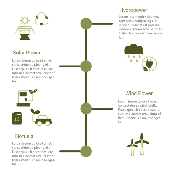 Groene Energie Infographic Presentatiesjabloon Geïsoleerde Vectorillustratie — Stockvector