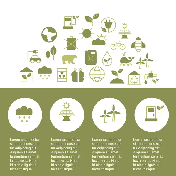 Szablon Prezentacji Zielonej Energii Infografikę Ilustracja Białym Tle Wektor — Wektor stockowy