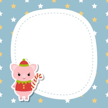 Domuz ve senin metin için yer ile Noel ve yılbaşı tebrik kartı.