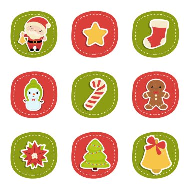 Noel yılbaşı tatil dekorasyon simgeler kümesi.