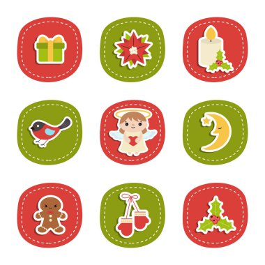Noel yılbaşı tatil dekorasyon simgeler kümesi.