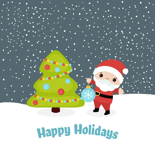 Feliz Cartão Natal Com Pai Natal Ilustração Vetorial — Vetor de Stock