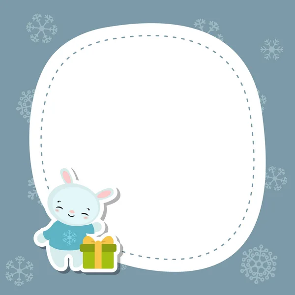 Tarjeta Felicitación Navidad Año Nuevo Con Conejo Espacio Para Texto — Archivo Imágenes Vectoriales