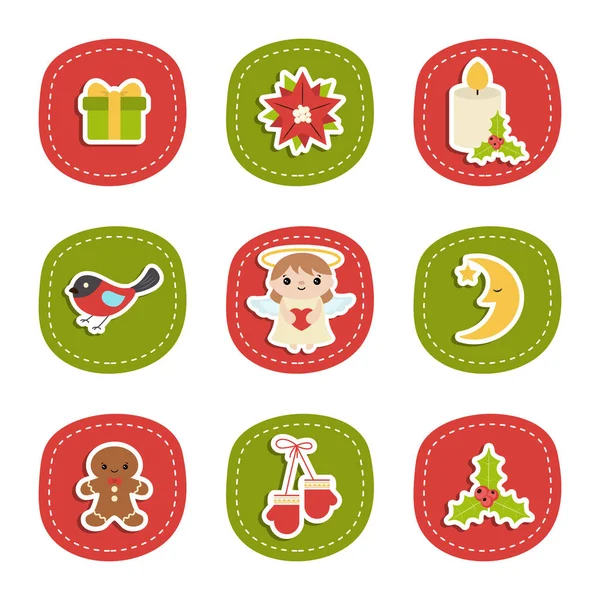 Kerst Nieuwjaar Vakantie Decoratie Icons Set — Stockvector