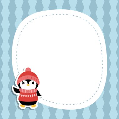 Penguen ve senin metin için yer ile Noel ve yılbaşı tebrik kartı.